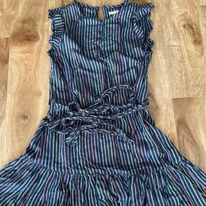 Laney Mini Dress in Navy Rainbow Stripe
